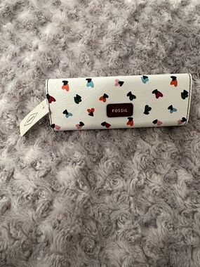 Fossil White with Heart Print Sunglasses Case NWT